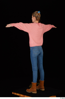 Shenika blue jeans brown shoes workers pink sweater standing t-pose…